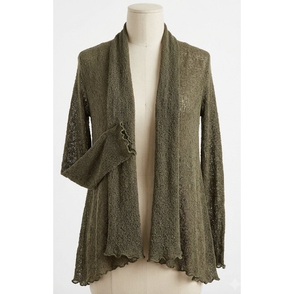 Sweaters - Purp7e Open Front Cardigan S/M‎ Green Rayon Earthy Fairycore Goblincore Mossy